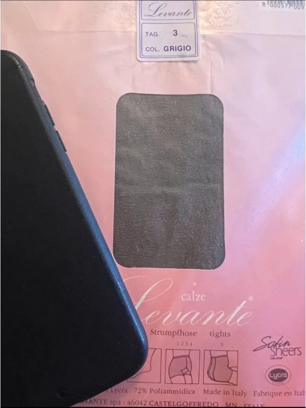 Levante Vision Opaque Pantyhose Lot Of 2 Tag 3 Bronze & Grigio Italy 14-15 Den.
